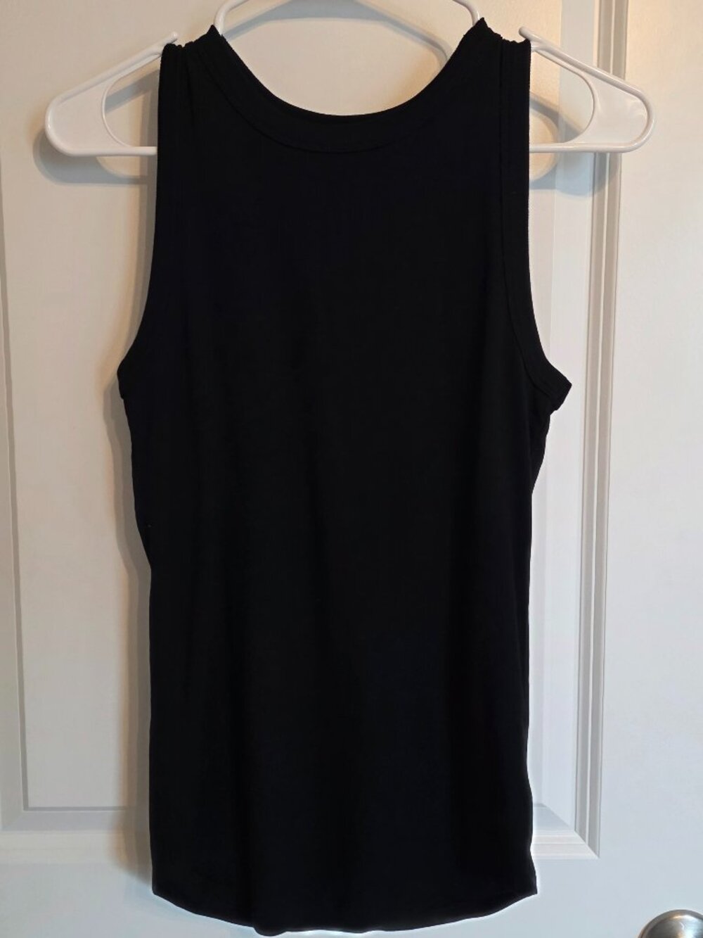A New Day Black Ribbed Fitted Tank Top - Size Large